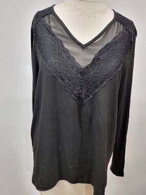 Ann Taylor Large Y2K Sheer Lace Top Coquette Whimsygoth Dark Romantic Witchy